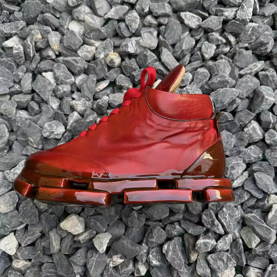 Futuristic Chunky Sole High-Top Leather Boots