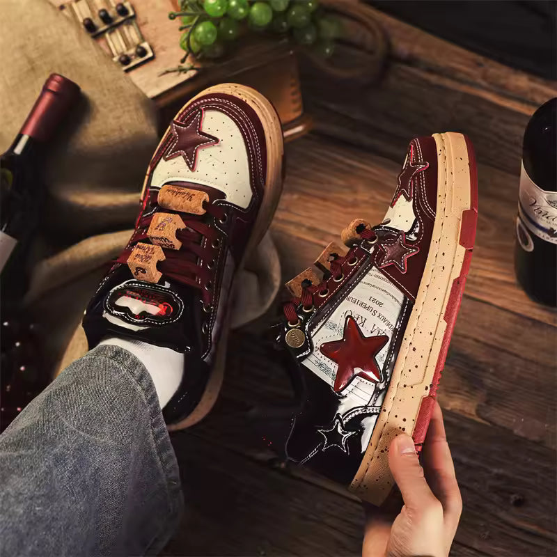 Men’s Retro Star Patch Casual Sneakers