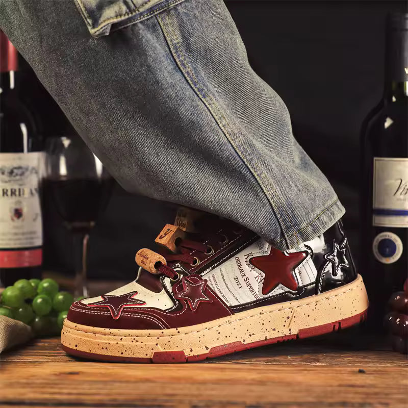 Men’s Retro Star Patch Casual Sneakers
