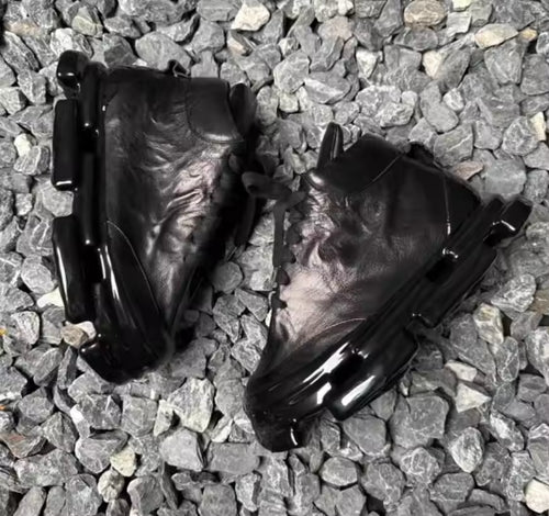 Futuristic Chunky Sole High-Top Leather Boots